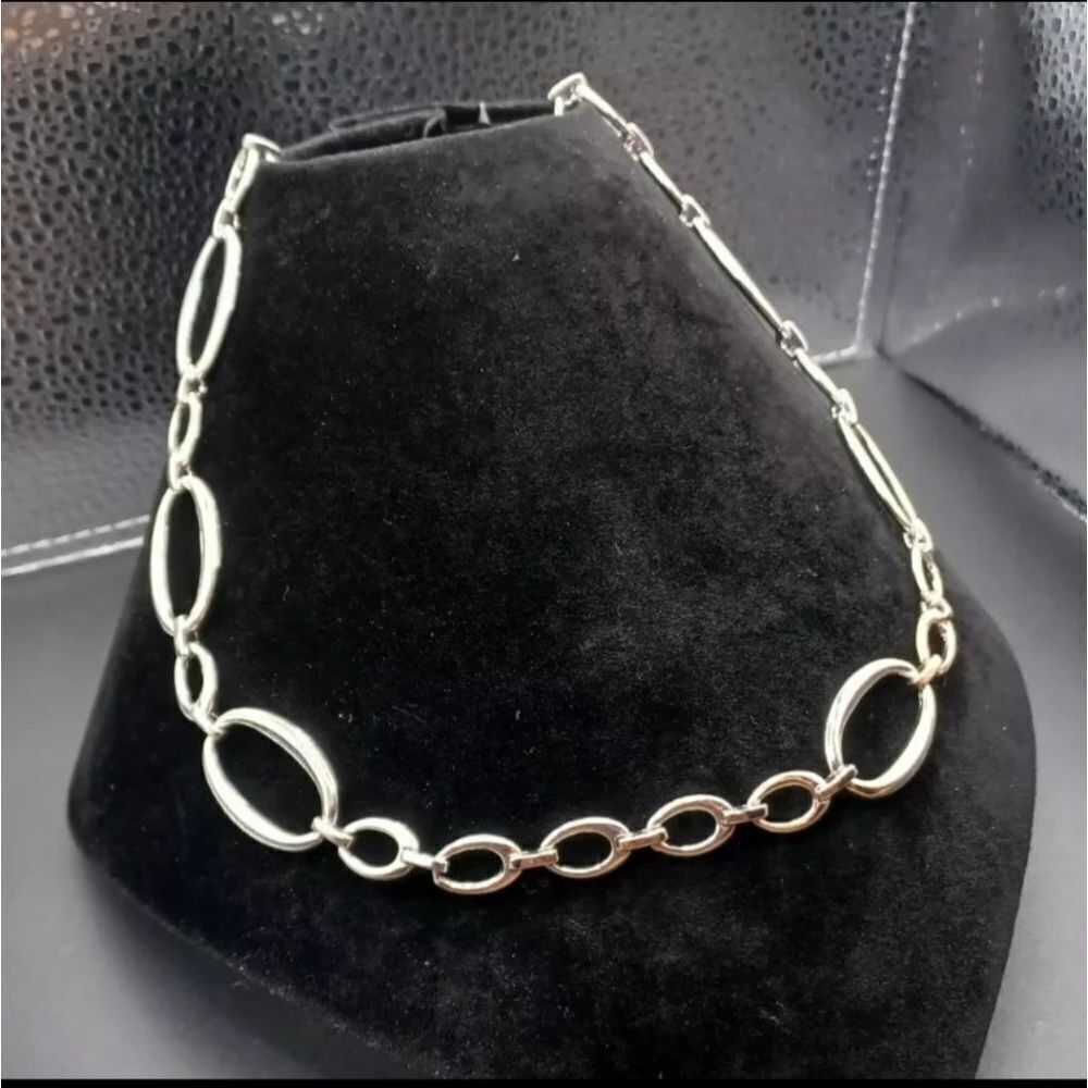 Trifari Marked Silvertone Loop Chain Statement Ne… - image 4